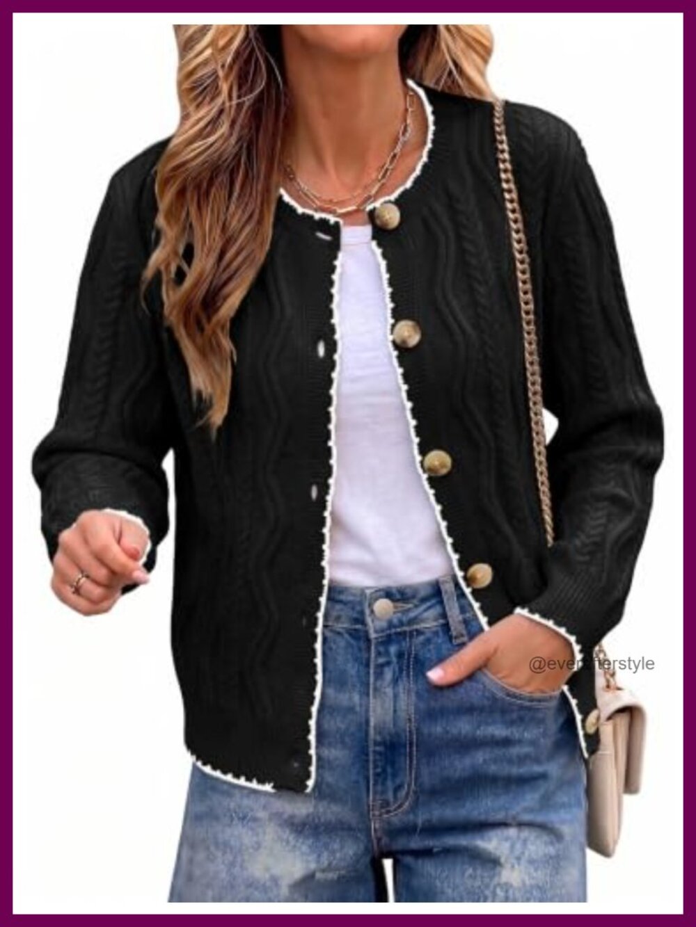 RICHSTORY Women's Cable Knit Cardigan Sweater Long Sleeve Cropped Fall Top